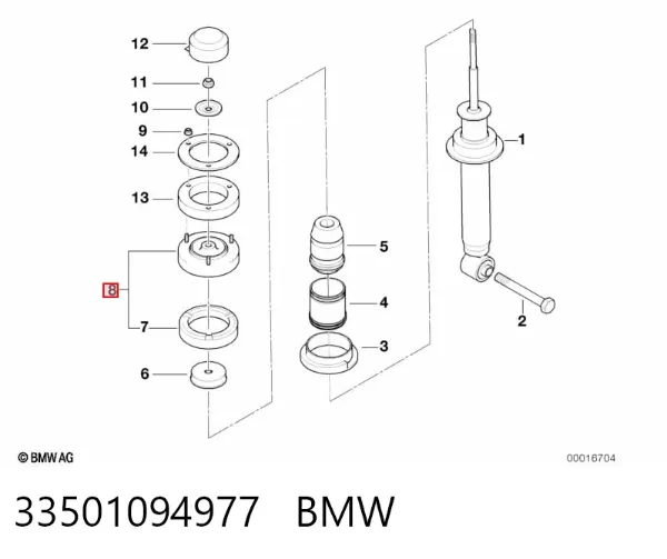 Suporte de amortecedor traseiro 33501094977 BMW