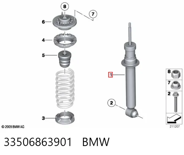 Amortecedor traseiro 33506863901 BMW
