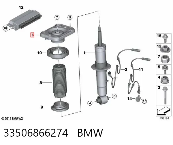 Suporte de amortecedor traseiro 33506866274 BMW
