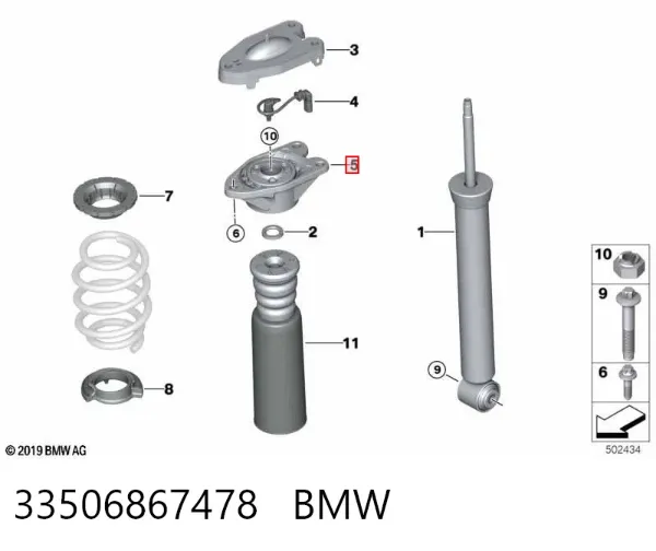 Suporte de amortecedor traseiro 33506867478 BMW