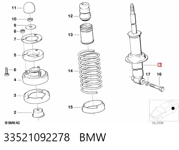 Amortecedor traseiro 33521092278 BMW