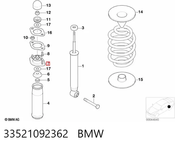 Suporte de amortecedor traseiro 33521092362 BMW