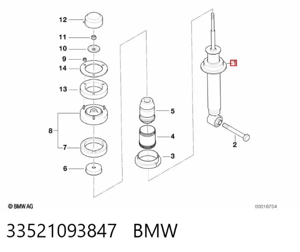 Amortecedor traseiro 33521093847 BMW