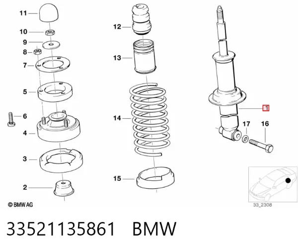 Amortecedor traseiro 33521135861 BMW