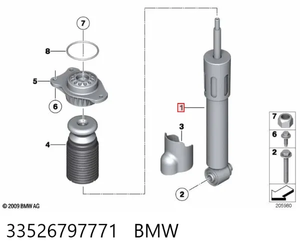 Amortecedor traseiro 33526797771 BMW