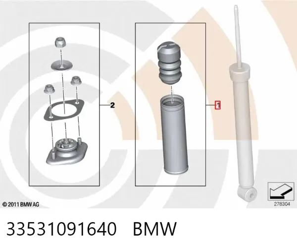 Pára-choque (grade de proteção) de amortecedor traseiro 33531091640 BMW