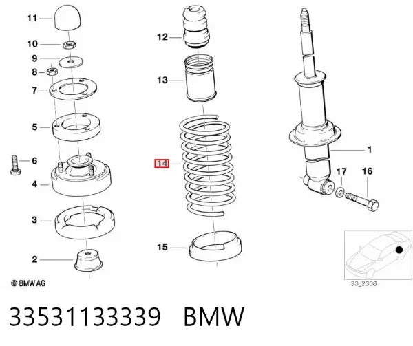 Mola traseira 33531133339 BMW