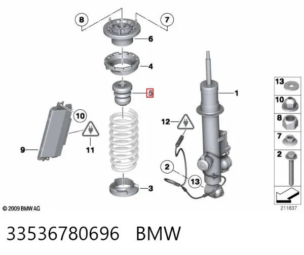 Pára-choque (grade de proteção) de amortecedor traseiro 33536780696 BMW