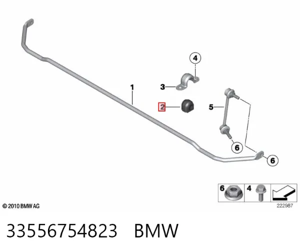 Bucha de estabilizador traseiro 33556754823 BMW