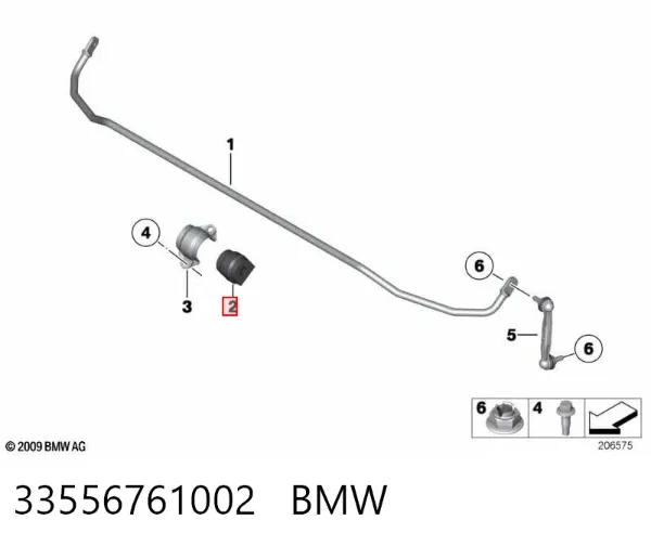 Bucha de estabilizador traseiro 33556761002 BMW