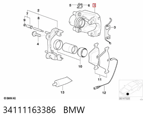 Suporte do freio dianteiro direito 34111163386 BMW