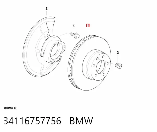 Disco do freio dianteiro 34116757756 BMW