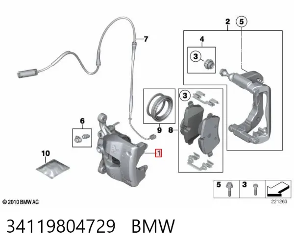 Suporte do freio dianteiro esquerdo 34119804729 BMW