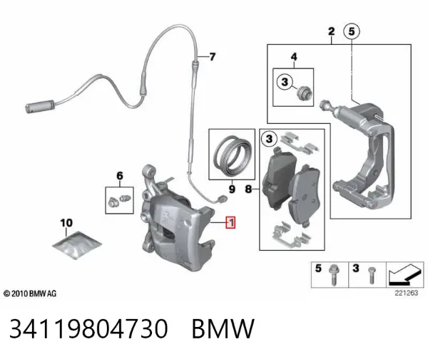 Suporte do freio dianteiro direito 34119804730 BMW