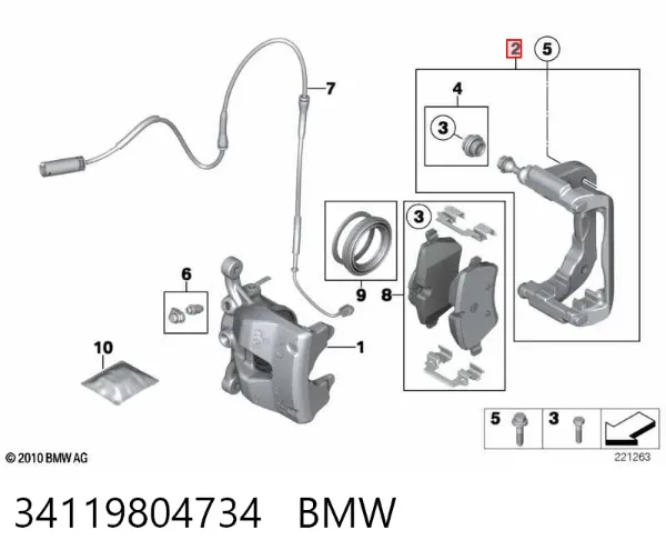 Kit de reparação de suporte do freio dianteiro 34119804734 BMW