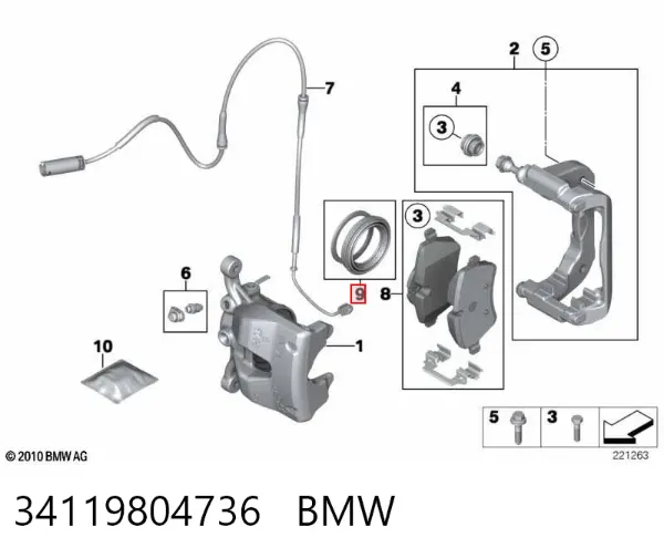 Kit de reparação de suporte do freio dianteiro 34119804736 BMW
