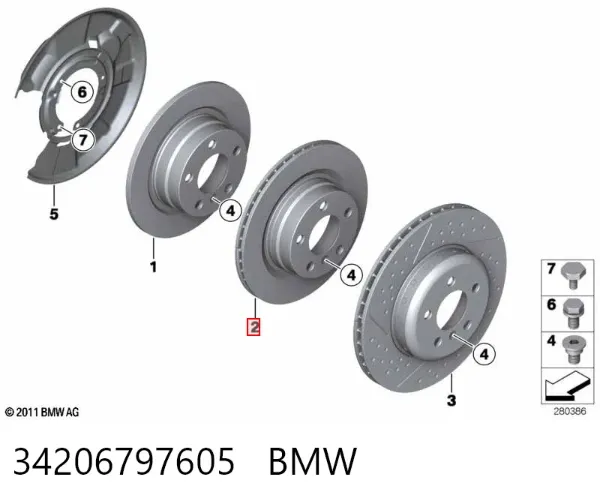 Disco do freio traseiro 34206797605 BMW