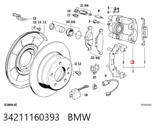 Suporte do freio traseiro esquerdo 34211160393 BMW