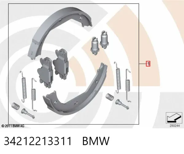 Sapatas do freio de estacionamento 34212213311 BMW