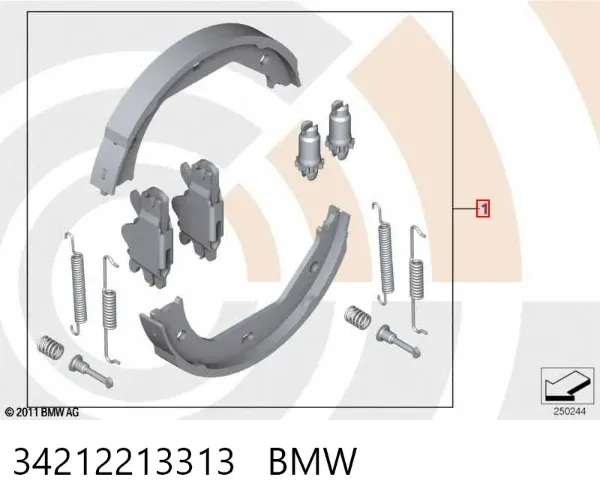 Sapatas do freio de estacionamento 34212213313 BMW