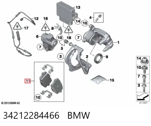 Sapatas do freio traseiras de disco 34212284466 BMW