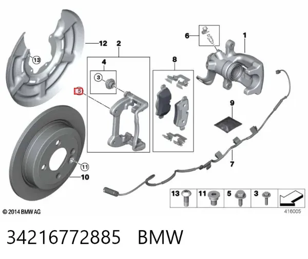Parafuso de fixação de braço oscilante dianteiro, inferior 34216772885 BMW