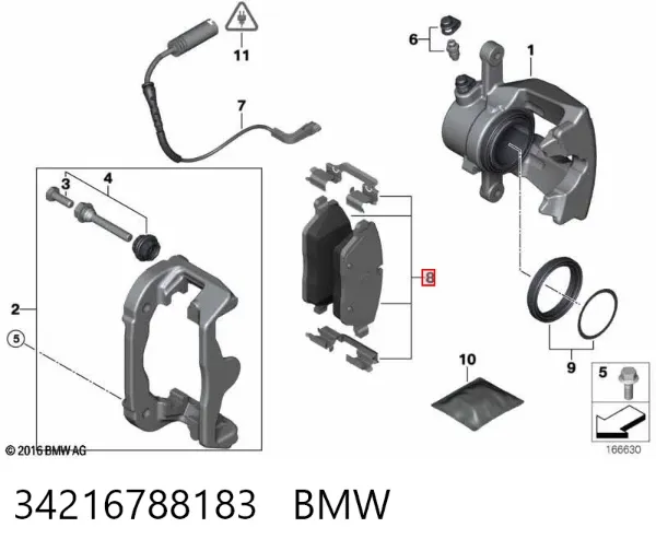 Sapatas do freio traseiras de disco 34216788183 BMW