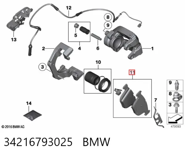 Sapatas do freio traseiras de disco 34216793025 BMW