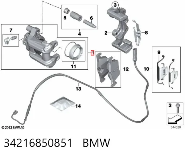 Suporte do freio traseiro esquerdo 34216850851 BMW