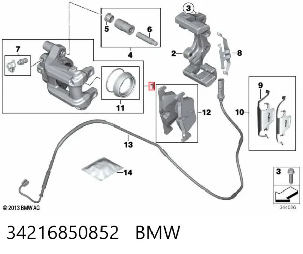 Suporte do freio traseiro direito 34216850852 BMW
