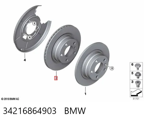 Disco do freio traseiro 34216864903 BMW