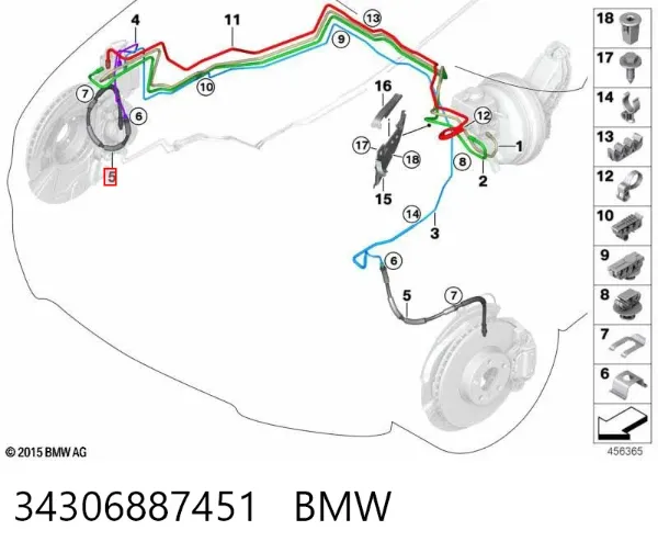 Mangueira do freio dianteira 34306887451 BMW