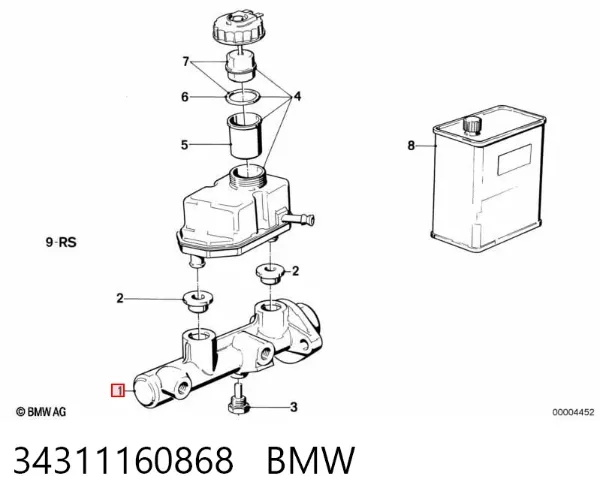 Cilindro mestre do freio 34311160868 BMW