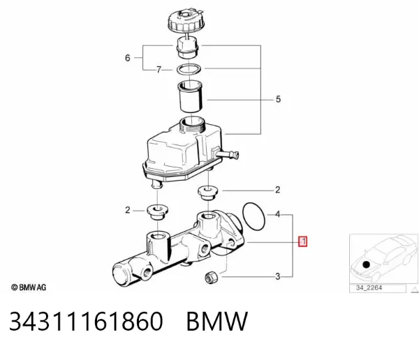 Cilindro mestre do freio 34311161860 BMW