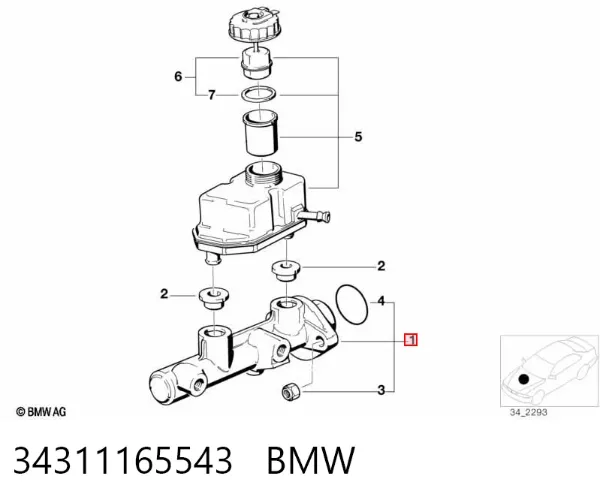 Cilindro mestre do freio 34311165543 BMW