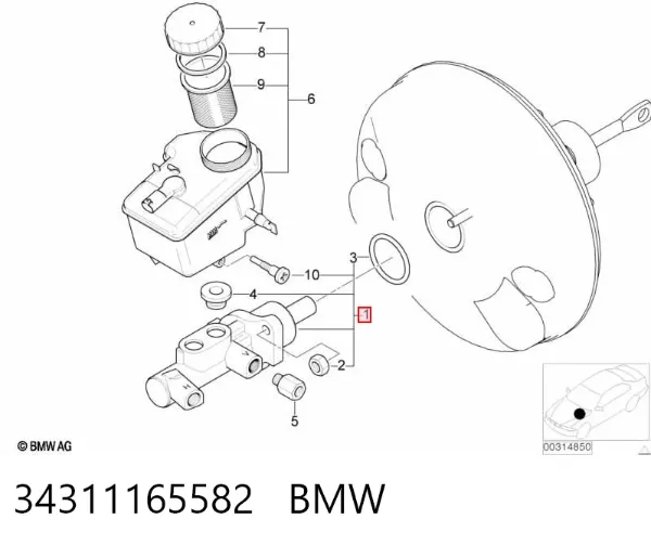 Cilindro mestre do freio 34311165582 BMW