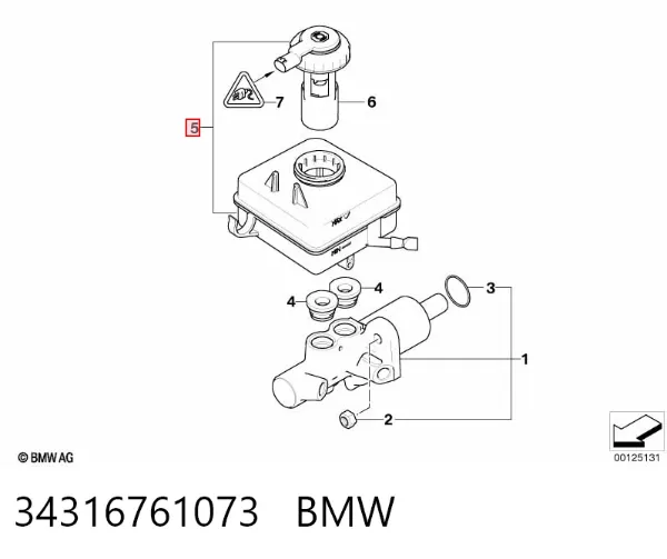 Tanque de cilindro mestre do freio (de fluido de freio) 34316761073 BMW