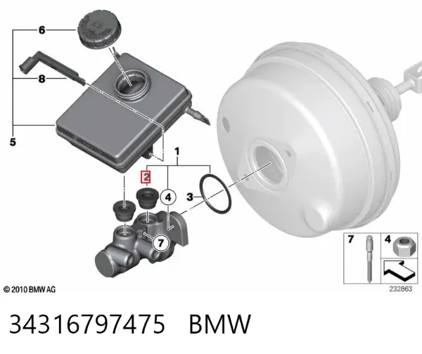 Kit de reparação de cilindro mestre do freio 34316797475 BMW