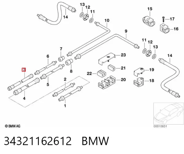 Mangueira do freio dianteira direita 34321162612 BMW