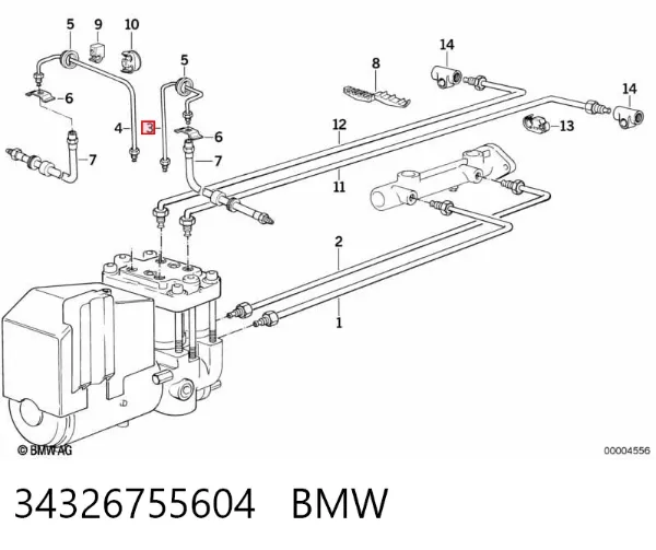 Mangueira do freio traseira direita 34326755604 BMW