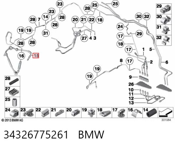 Mangueira do freio dianteira 34326775261 BMW