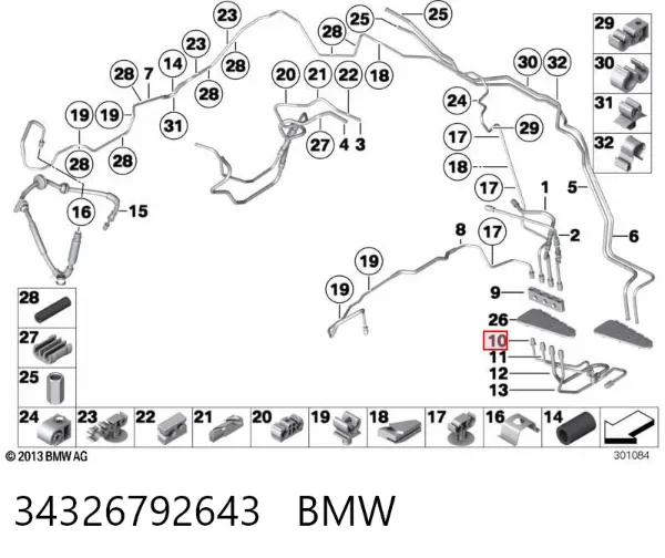 Mangueira do freio traseira direita 34326792643 BMW
