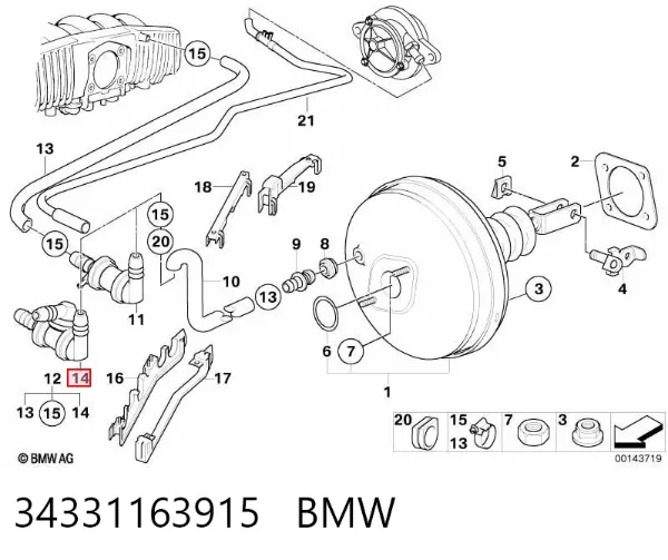 Válvula de limitação de pressão de óleo CBC 34331163915 BMW