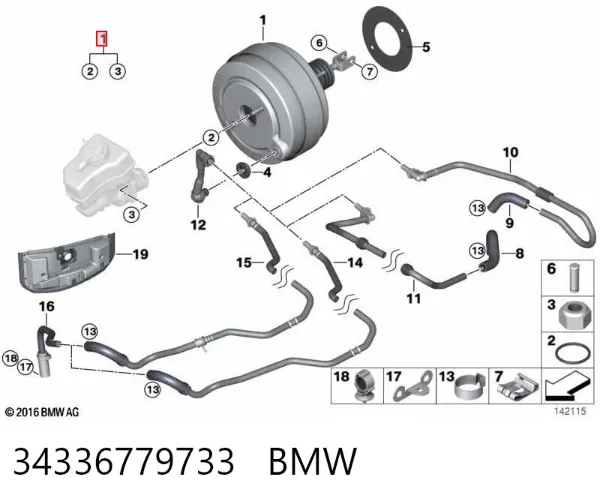 Reforçador dos freios a vácuo 34336779733 BMW