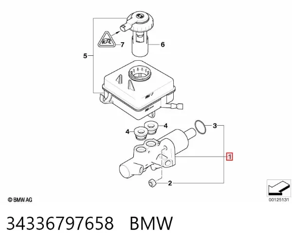 Cilindro mestre do freio 34336797658 BMW