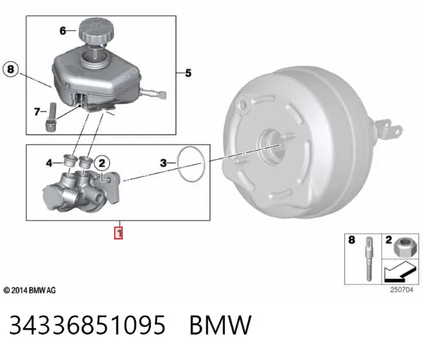 Cilindro mestre do freio 34336851095 BMW