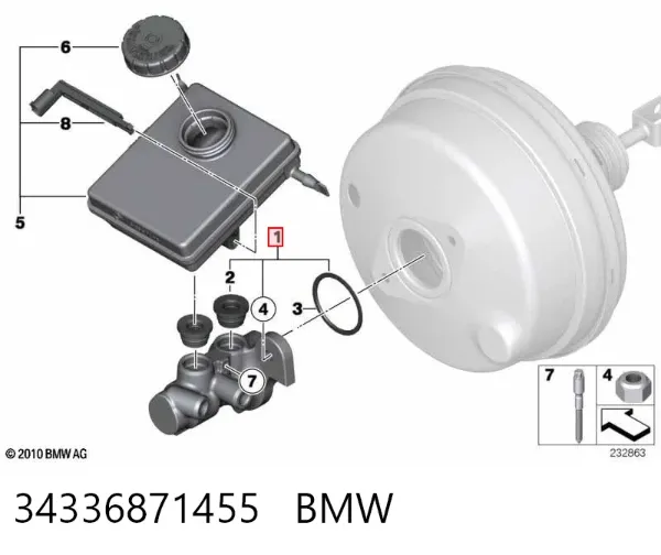 Cilindro mestre do freio 34336871455 BMW