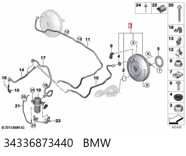 Reforçador dos freios a vácuo 34336873440 BMW