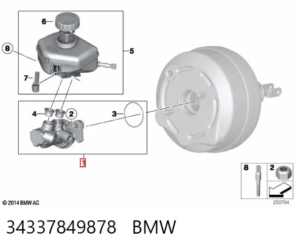 Cilindro mestre do freio 34337849878 BMW