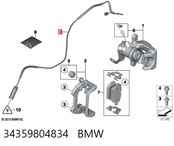 Sensor traseiro de desgaste das sapatas do freio 34359804834 BMW